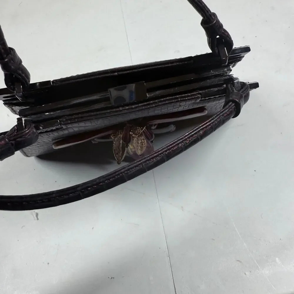 Vintage Badgley Mischka Clutch Red Leather Croc - Picture 5 of 10